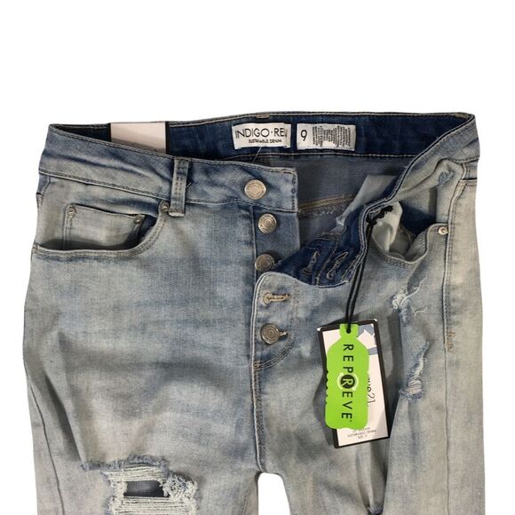 WJ107 NWT Rue21 X Indigo Rein Collab Button Fly High Waisted Denim Jeans 9 - Picture 3 of 6